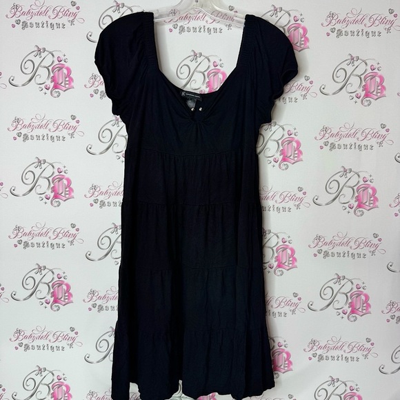 INC International Concepts Dresses & Skirts - INC dress ruffle frill tiered milkmaid silver detail metal Elegant Black Dress